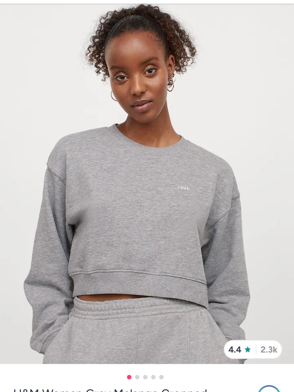 H&M || Grey Cropped Crewneck Sweatshirt
